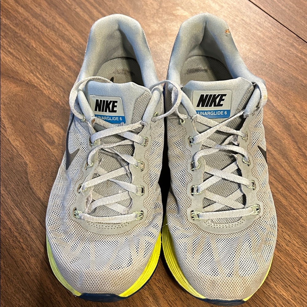 Nike Lunarglide 6 Gray with Yellow Accents Sz. 8.5